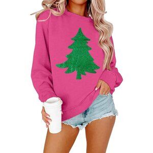 Christmas Sweatshirt Women Christmas Tree Graphic Long Sleeve Pullover